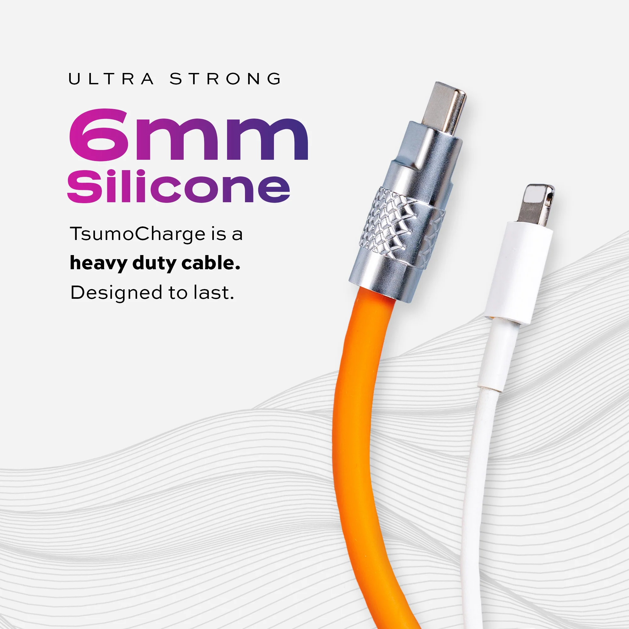 TsumoCharge® | 100W Silicone Charging Cable | Orange - Image 3